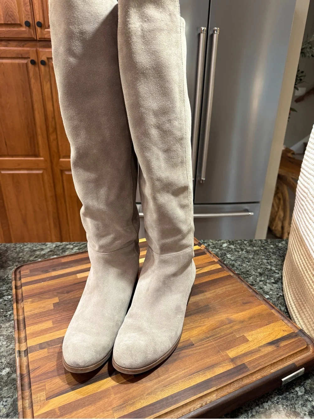 Sole Society Taupe Suede Over-the-Knee Boots